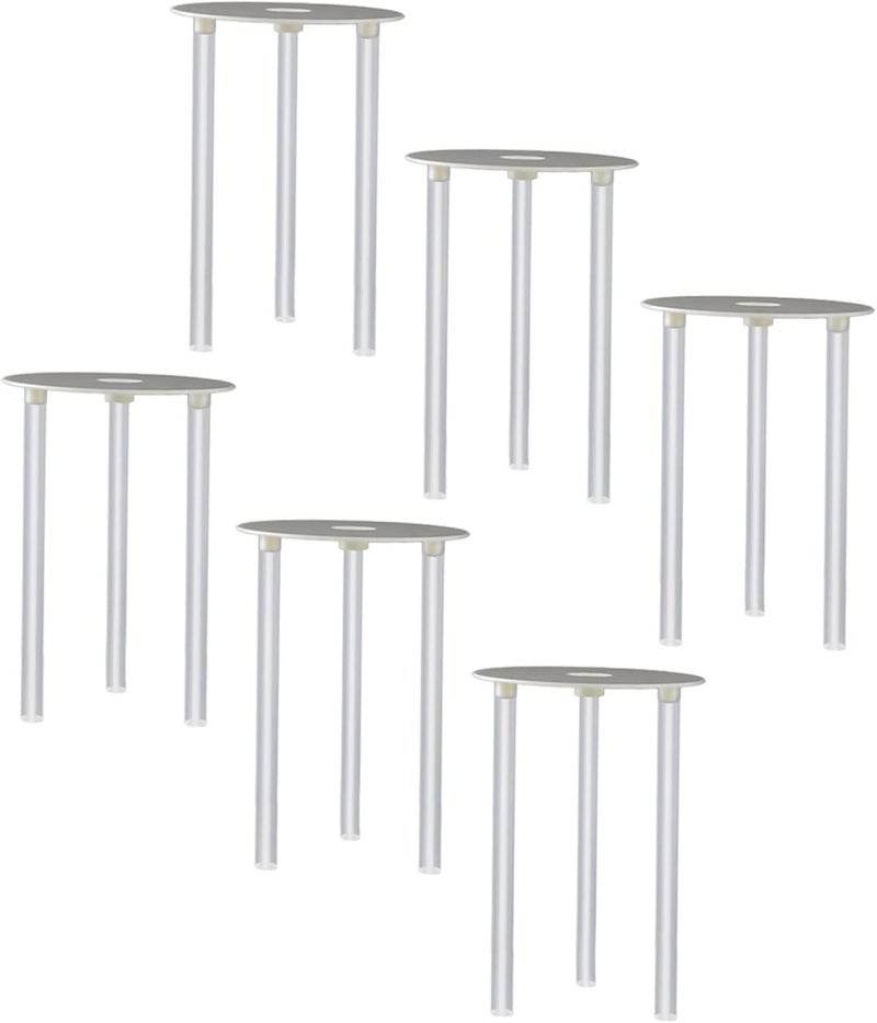 Cake Support Bracket 6-Inch Multi-Layer Cake Stand Plastic Suspension Gasket Rods for Dessert Display and Baking Decorating Supplies 6 Sets - Image 1