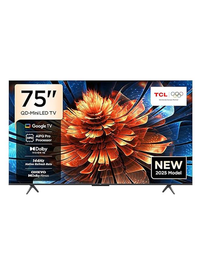 تي سي إل تلفاز TCL 75 بوصة سمارت 4K QD-Mini LED ملون كريستال كوانتم HDR 10+ للألعاب Google TV، معدل تحديث أصلي 144Hz، ONKYO 2.1 Hi-Fi، Dolby Atmos، وضع الذكاء الاصطناعي، 75Q6C (طراز 2025) - Image 1