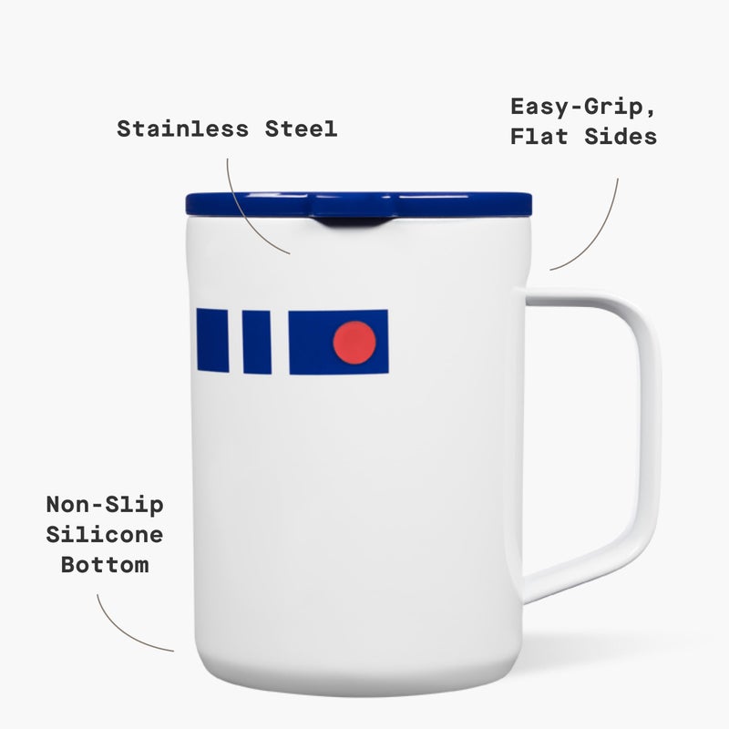 Corkcicle Classic Coffee Mug - Triple Insulated Stainless Steel for Travel - Shatter-Proof Lid - Keeps Drink Hot Over 3 Hours - Holiday Mug Gift - Great for Gifting Warmth - 16 oz - R2-D2 - Image 4