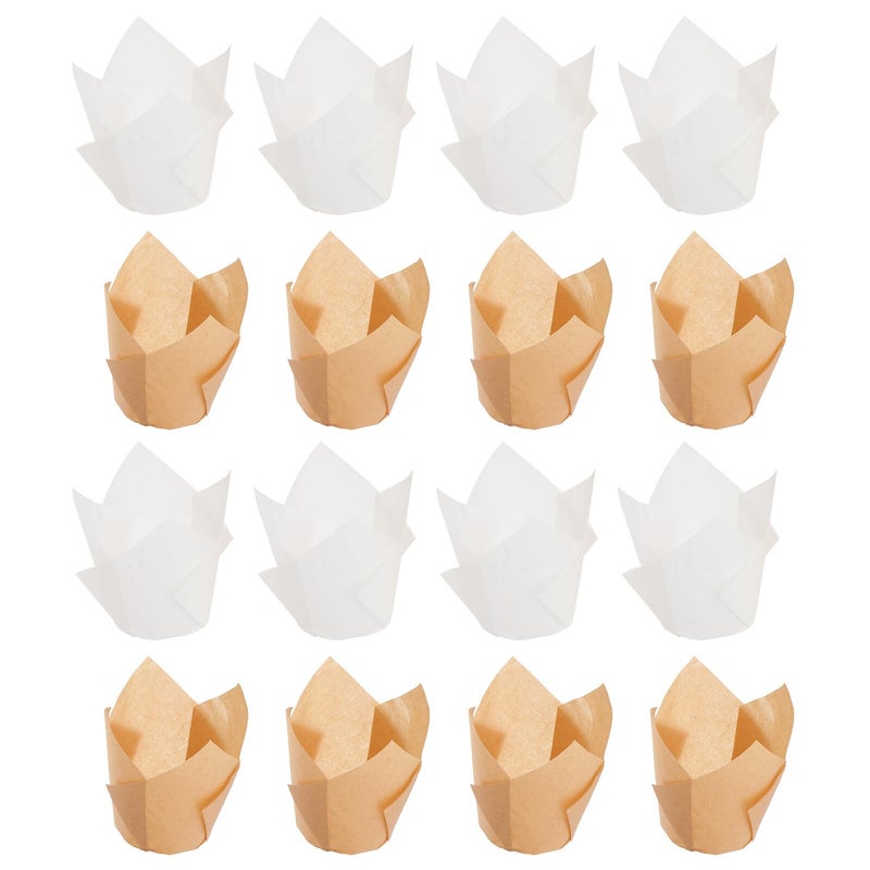 Natural White Tulip Baking Cups 100pcs Grease Resistant High Temperature Paper Liners for Muffins Cakes - Image 2