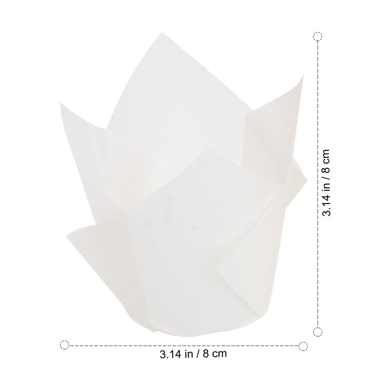 Natural White Tulip Baking Cups 100pcs Grease Resistant High Temperature Paper Liners for Muffins Cakes - Image 3