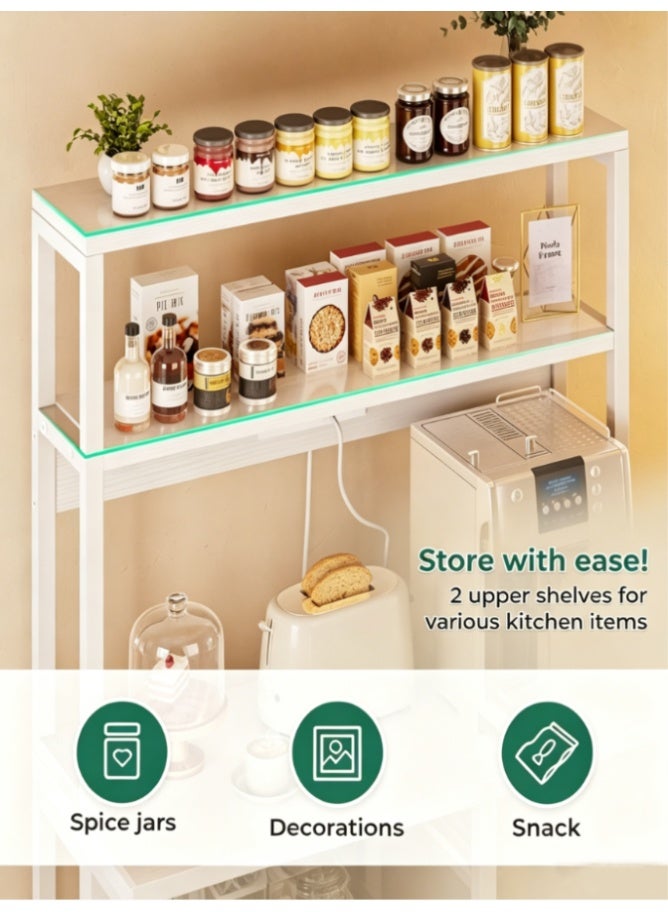 CityRiya-Long 6 Tier Kitchen Bakers Rack, Heavy Duty White Steel Freestanding Storage Shelf for Baking Supplies, Appliances, Bread, Fruit, Multi-Purpose Microwave Stand Organizer for Home Kitchen & Coffee Bar (ZWJ003) - Image 5