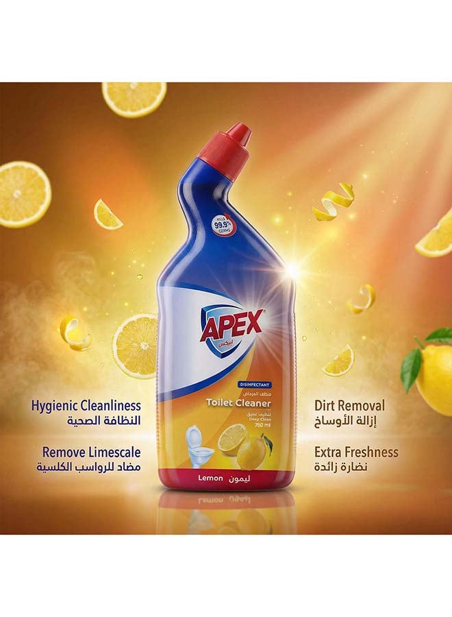 Apex Toilet Cleaner Lemon 750ml Promo Pack of 2 Disinfectant Deep Clean Toilet Bowl Cleaner Removes Tough Stains Fresh Citrus Value Pack 750 ML x 2, 1.5 L - Image 2