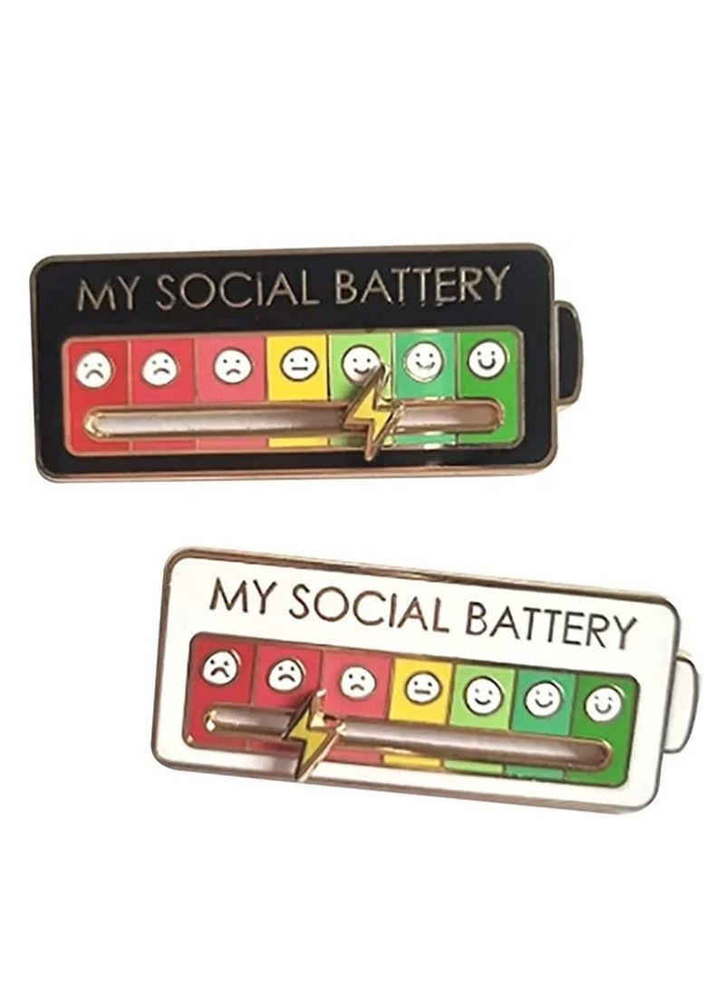 Gasin - Mood Shift Energy Brooch Personalized Couple Slideable Social Metal Badge Men's & Women's Pins Jewelry (Black Single) - Image 1