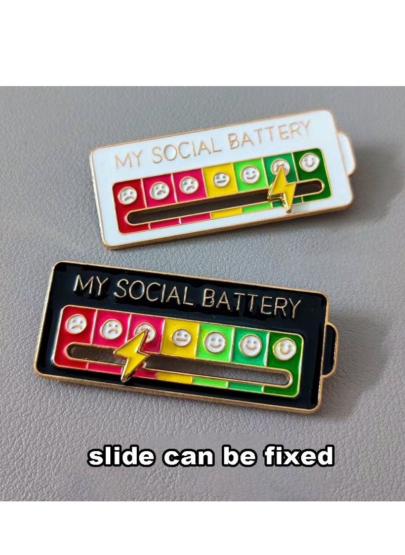 Gasin - Mood Shift Energy Brooch Personalized Couple Slideable Social Metal Badge Men's & Women's Pins Jewelry (Black Single) - Image 1