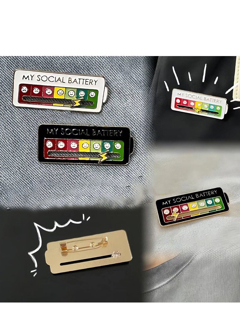 Gasin - Mood Shift Energy Brooch Personalized Couple Slideable Social Metal Badge Men's & Women's Pins Jewelry (Black Single) - Image 1