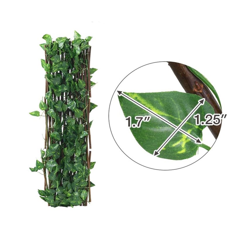REDWIND 1 x 4 Feet - Expands Upto 2 x 9 Feet - Green - Pack of 1 - Artificial Expandable Trellis Ivy Leaves Fence Mat for Wall, Home, Out Door, Indoor, Balcony Decoration - Image 2