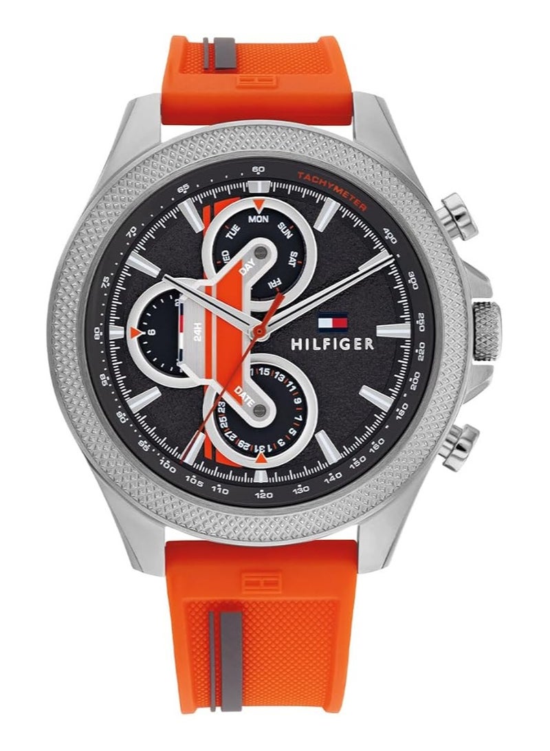 تومي هيلفيغر ساعة يد دائرية الشكل من السيليكون للرجال من تومي هيلفيغر - 1792084 - 46 مم - Image 1