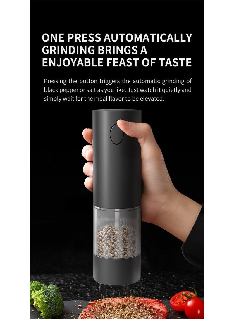 إنترستيلا مطحنة ملح وفلفل كهربائية، طقم 2 قطع أوتوماتيكي مع درجة طحن قابلة للتعديل، شفرات سيراميكية، ضوء LED، شحن USB قابل لإعادة الشحن، خالٍ من مادة BPA – باللون الأسود المطفي - Image 3