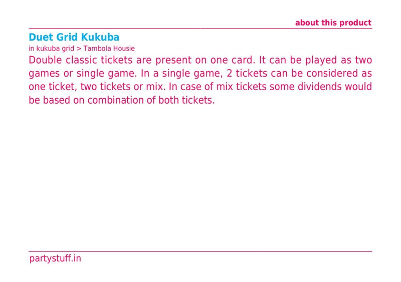 PartyStuff Tambola Housie - Dandiya Night Duet Classic grids (48 Piece) - Image 4