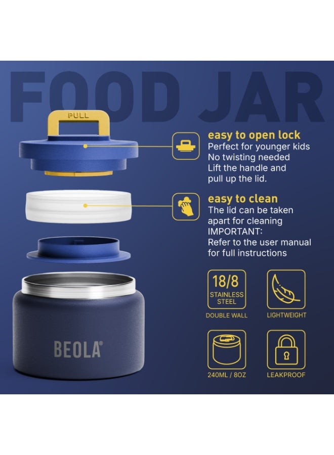 BEOLA Lunch Box with Food Jar and Ice Pack, 5 Compartment Bento with 240ml Food thermo, Insulated Lunch Box for Hot or Cold Meals, Lightweight, BPA free (Pixel Play) - Image 5