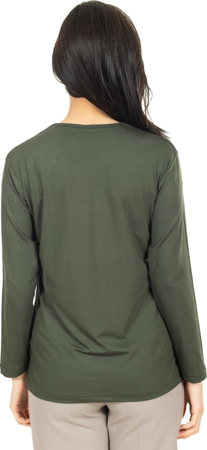 Mutlu City Women Middle Age and Above New Model V Neck Plain Model Mother Cotton Blouse 30565  - Image 4