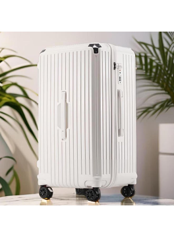 Sgg Large Capacity Girls' Cute Travel Luggage With Thickened 360° Spinner Wheels White 26 Inch