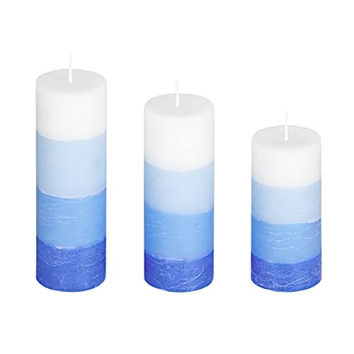 PROSPERRO LUMO Wax By Parkash Candle Set Of 3 Fragrance Pillar Candles Shade Finish (Blue - Ocean Blue) 5 x 15 cm - Image 5