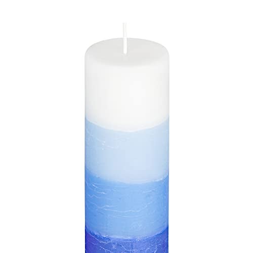 PROSPERRO LUMO Wax By Parkash Candle Set Of 3 Fragrance Pillar Candles Shade Finish (Blue - Ocean Blue) 5 x 15 cm - Image 3