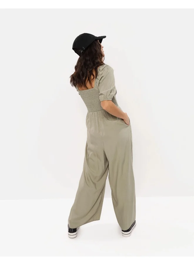 امريكان ايجل AE Puff Sleeve Wide-Leg Jumpsuit
