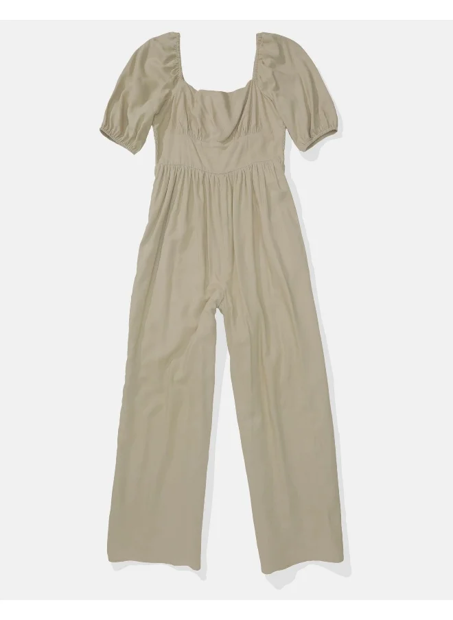 امريكان ايجل AE Puff Sleeve Wide-Leg Jumpsuit