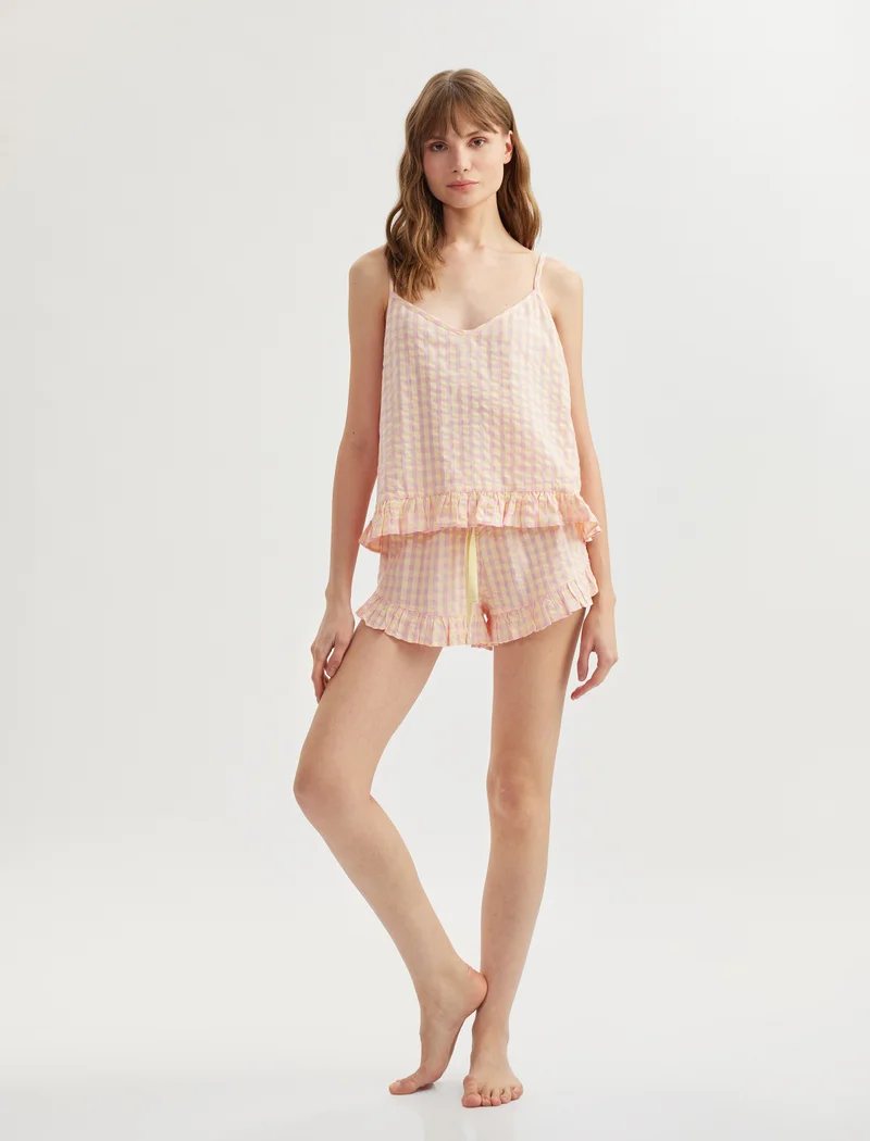كوتون Strappy Ruffle Pajama Top