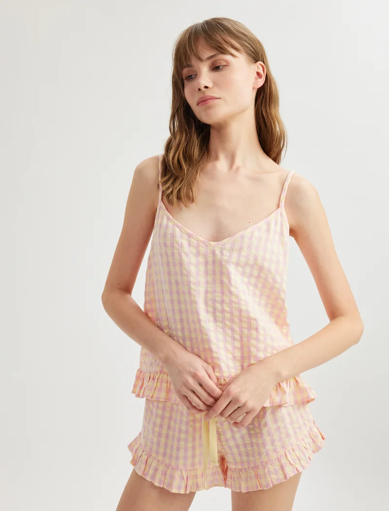 كوتون Strappy Ruffle Pajama Top