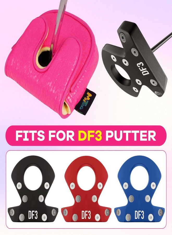 mytag DF3 Putter Headcover for Women Magnetic Closure, Center Shaft Mallet Putter Cover for LAB Putters Shiny Pink - Image 4