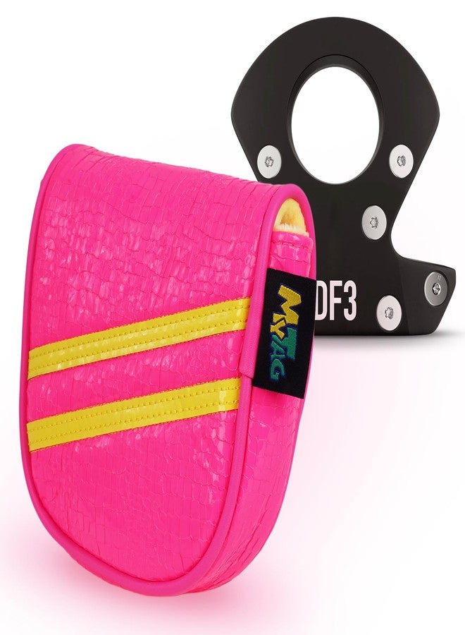 mytag DF3 Putter Headcover for Women Magnetic Closure, Center Shaft Mallet Putter Cover for LAB Putters Shiny Pink - Image 1