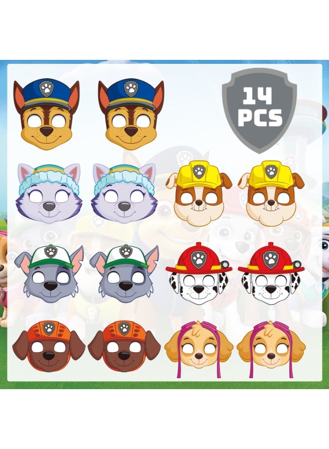 ILovhaprty Paw Patrol Paper Masks for Kids Party – 14pcs Puppy Hero Masks for Birthday Party Favors, Dress-Up, Photo Booth Props, Classroom Events & Cartoon-Themed Celebrations for Paw Patrol Party Decorations - Image 3