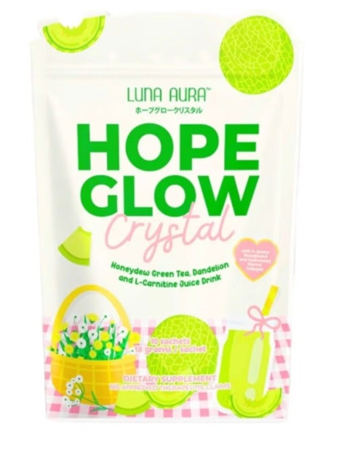 لونا أورا مشروب شاي أخضر بالعسل وخلاصة الهندباء وحمض الكارنيتين من هوب جلو (كريستال) - 10 أكياس - 18 جرامًا للكيس