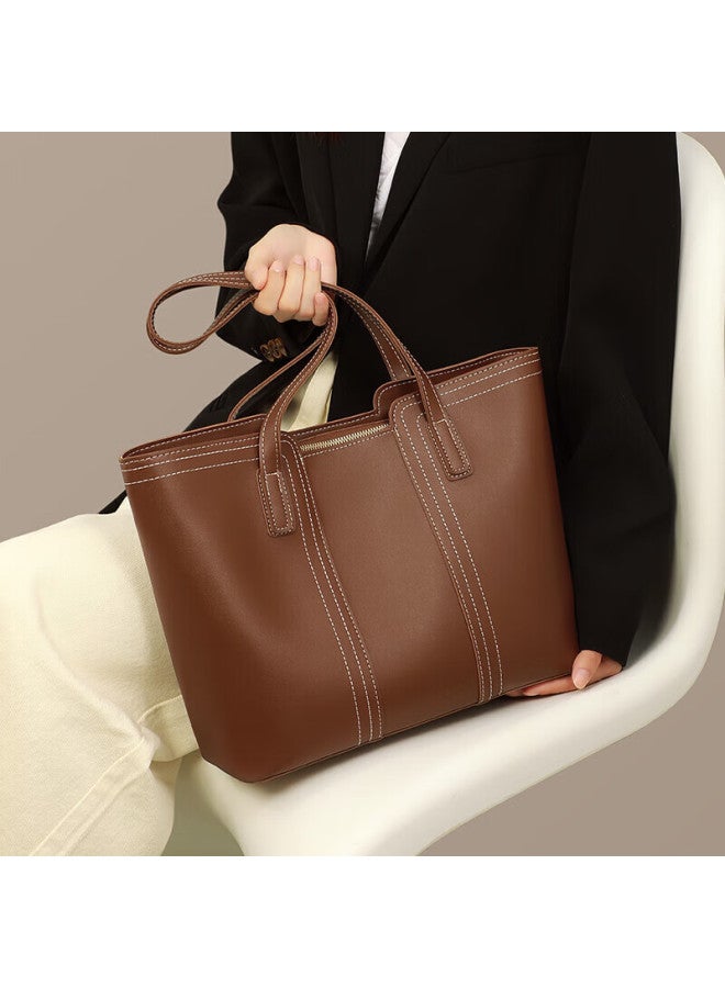 Viney Leather Tote Bag, Large Capacity Handbag, Women's Luxury Underarm Shoulder Bag, Birthday Gift For Girlfriend, Qixi Festival And Valentine's Day Present - Image 1