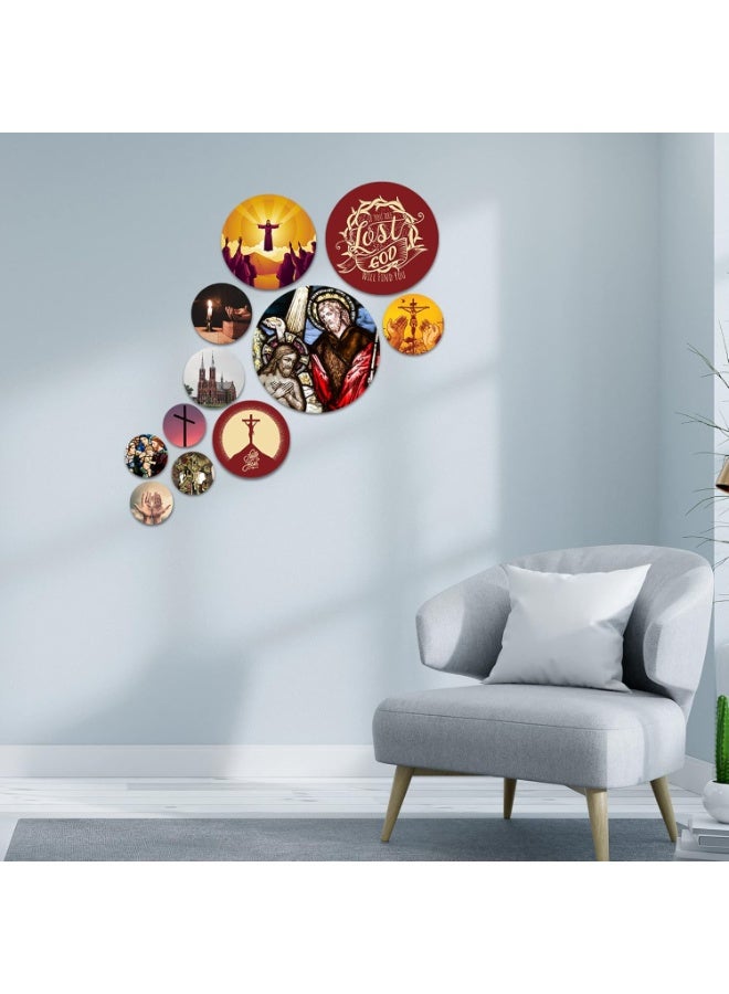 Artvibes Designer MDF Wooden Wall Hanging Decoration Item for Home | Office | Gift | Wall Decor Hanging Items | Wall Art | Living Room | Bedroom (WPS_108N), Pack of 11 Pieces - Image 2