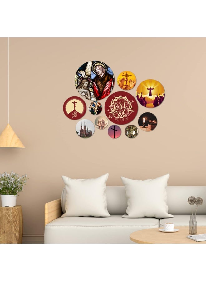 Artvibes Designer MDF Wooden Wall Hanging Decoration Item for Home | Office | Gift | Wall Decor Hanging Items | Wall Art | Living Room | Bedroom (WPS_108N), Pack of 11 Pieces - Image 3