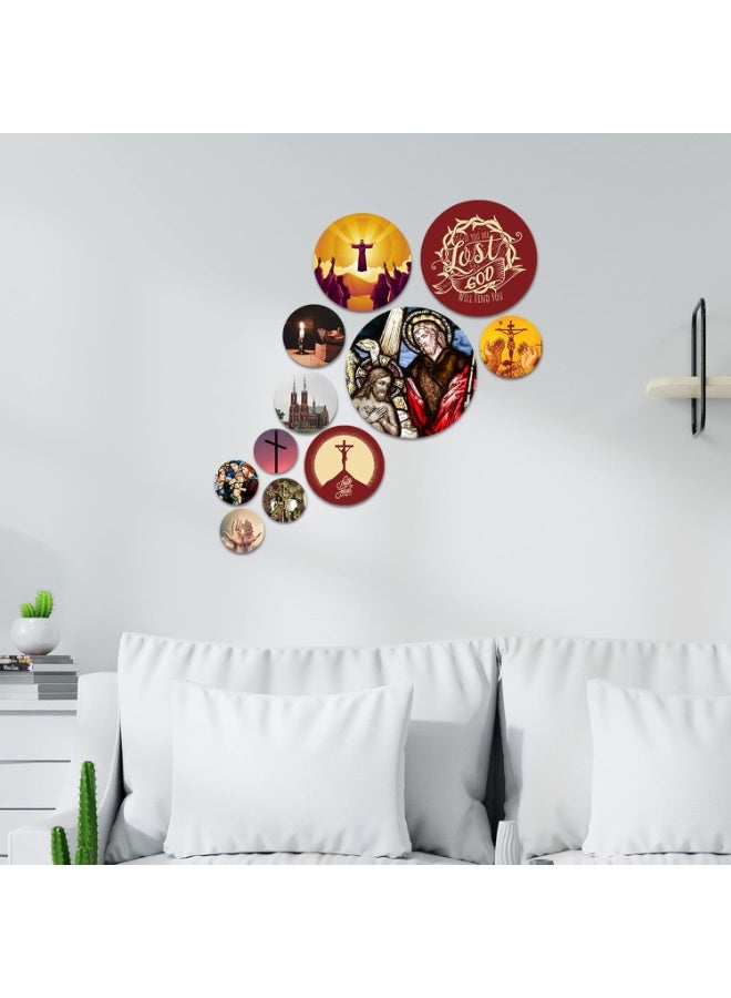 Artvibes Designer MDF Wooden Wall Hanging Decoration Item for Home | Office | Gift | Wall Decor Hanging Items | Wall Art | Living Room | Bedroom (WPS_108N), Pack of 11 Pieces - Image 4
