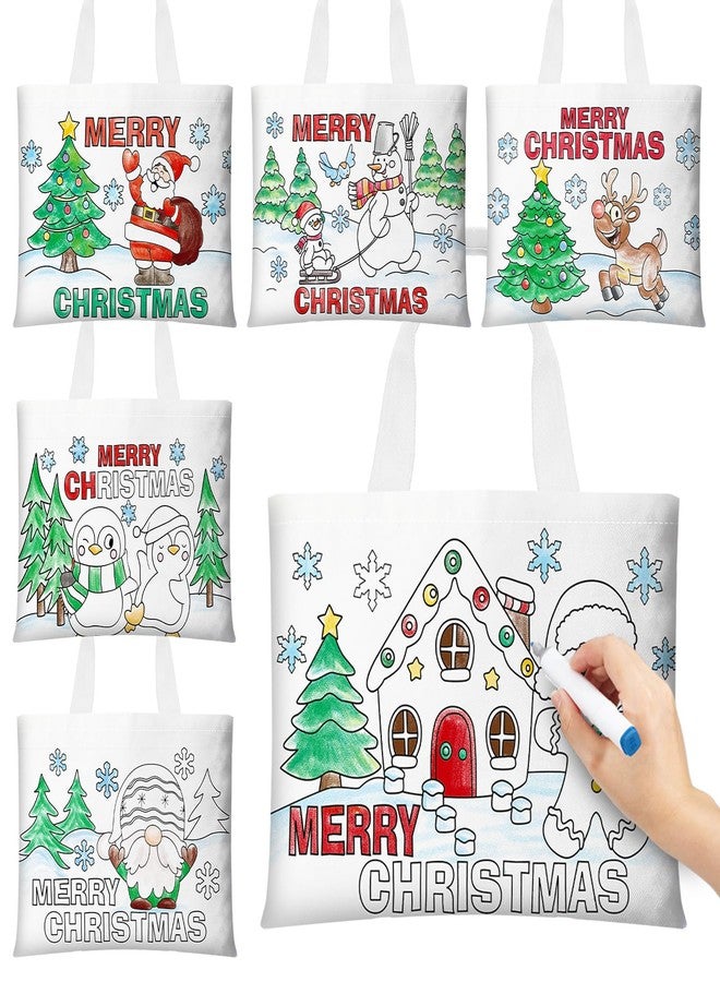 Locmeo مجموعة لوكميو من 18 قطعة من حقائب التسوق القماشية القابلة للتلوين، بتصميم رجل الثلج، مقاس 10 × 7 بوصة، مثالية لحفلات عيد الميلاد. حقائب هدايا قابلة لإعادة الاستخدام، مزودة بمقبض، مثالية للأعمال اليدوية الشتوية، وهدايا التلوين، ومستلزمات حفلات عيد الميلاد. - Image 1