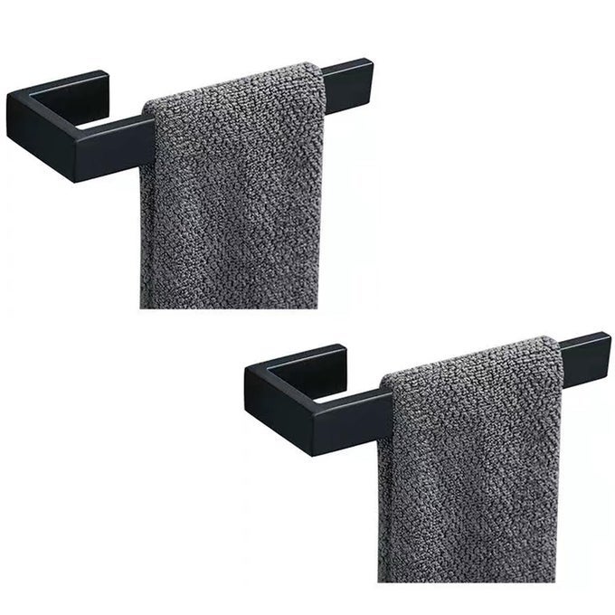2PIECE HAND TOWEL HOLDER THICKEN SUS 304 STAINLESS STEEL TOWEL HOLDER FOR BATHROOM WALL 8 RECTANGULAR MODERN DESIGN TOWEL RING CONTEMPORARY HAND TOWEL RACK MATTE BLACK