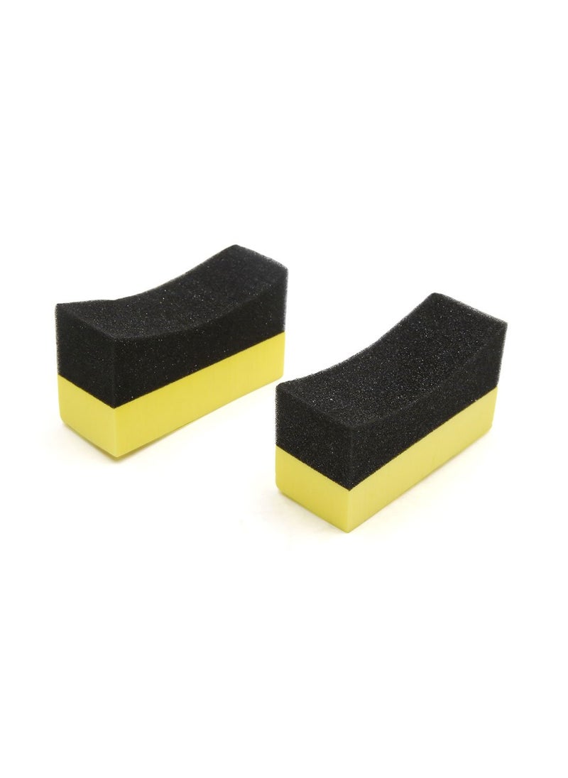 uxcell uxcell 2 Pcs UShape Tire Waxing Polishing Sponge Pads Tyre Clean Brush for Auto Car 