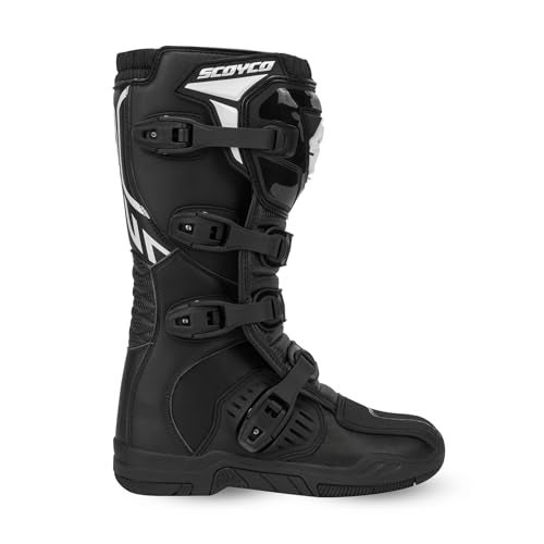 Scoyco Dirt Bike Boots for Men Enduro Motocross Boots with Shin Guard Ankle TPU Protection Full Leather Offroad Riding Boots - Image 3