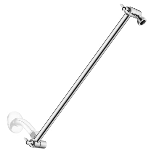 Singing Rain 15 Inch Extra Long Adjustable Shower Head Extension Arm With Locking Set Screw, Singing Rain Brass Chrome Angle Height Adjustable, Easy To Install, G1/2 Universal Connector Compatible (Chrome Finish) - Image 1