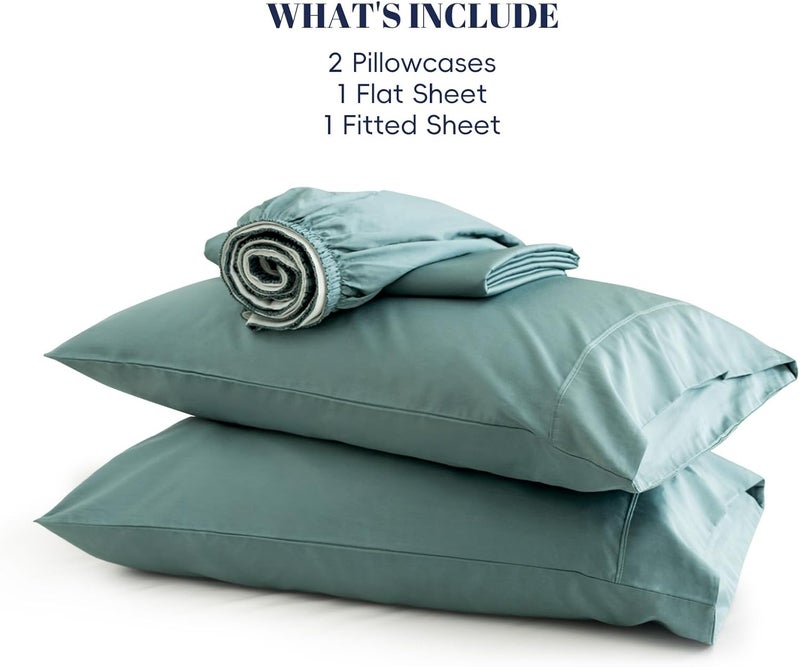 PHF طقم ملاءات كينغ من تينسل الناعم 4 قطع للنائمين في الحرارة، يتضمن 1 × 260 سم × 275 سم ملاءة مسطحة + 1 × 199 سم × 200 سم × 40 سم ملاءة مشدودة + 2 × 50 سم × 100 سم أغطية وسائد، طقم سرير فاخر لجميع الفصول، تيد ووتر - Image 5