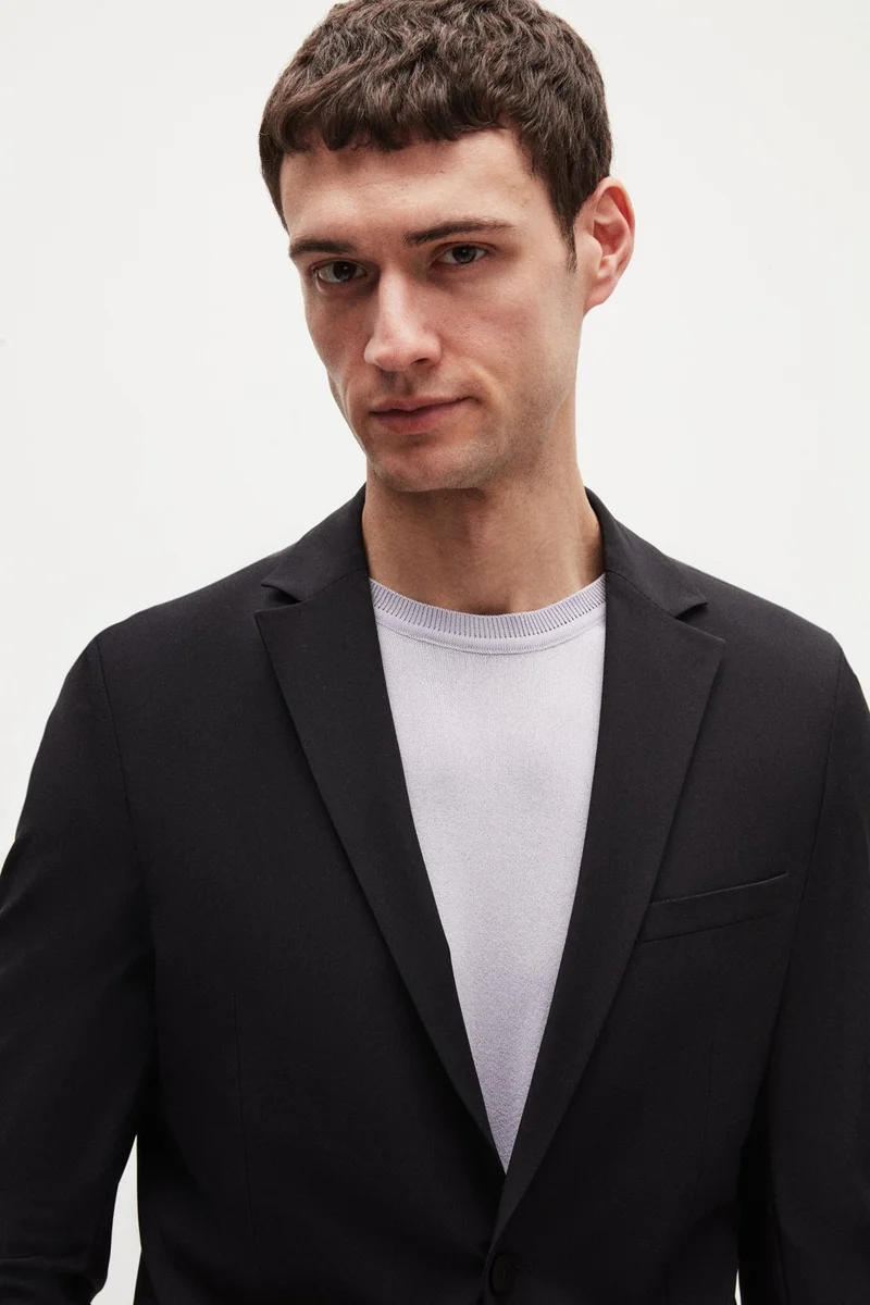 D'S DAMAT Ds Damat Slim Fit Black Striped Fabric Jacket