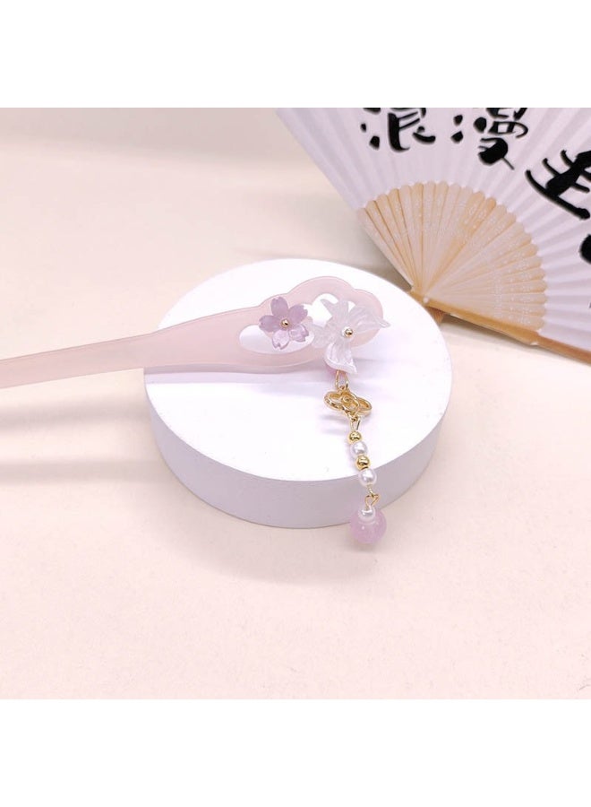 Elegant Vintage Floral Hairpin with Tassels - Sophisticated Updo Hair Accessories