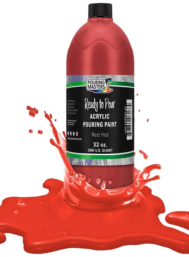 POURING MASTERS Hot Tamale Red Acrylic Ready to Pour Pouring Paint - Premium 32-Ounce Pre-Mixed Water-Based - for Canvas, Wood, Paper, Crafts, Tile, Rocks and More - Image 1