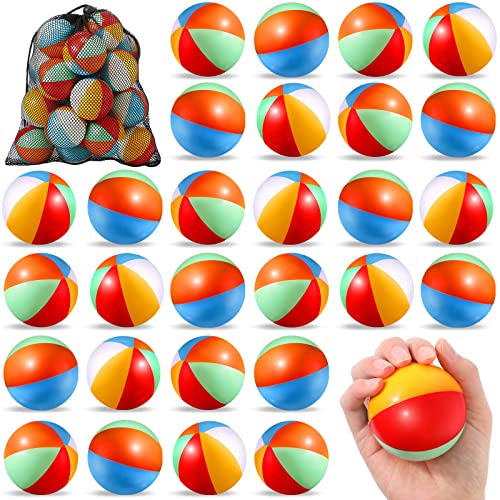 Hungdao 75 Pcs Beach Stress Balls 25 Inch Mini Relief Stress Balls Rainbow Pool Game Toys Foam Sports Toys with Storage Bag for Office Gifts Classroom Rewards Birthday Party Favor - Image 1