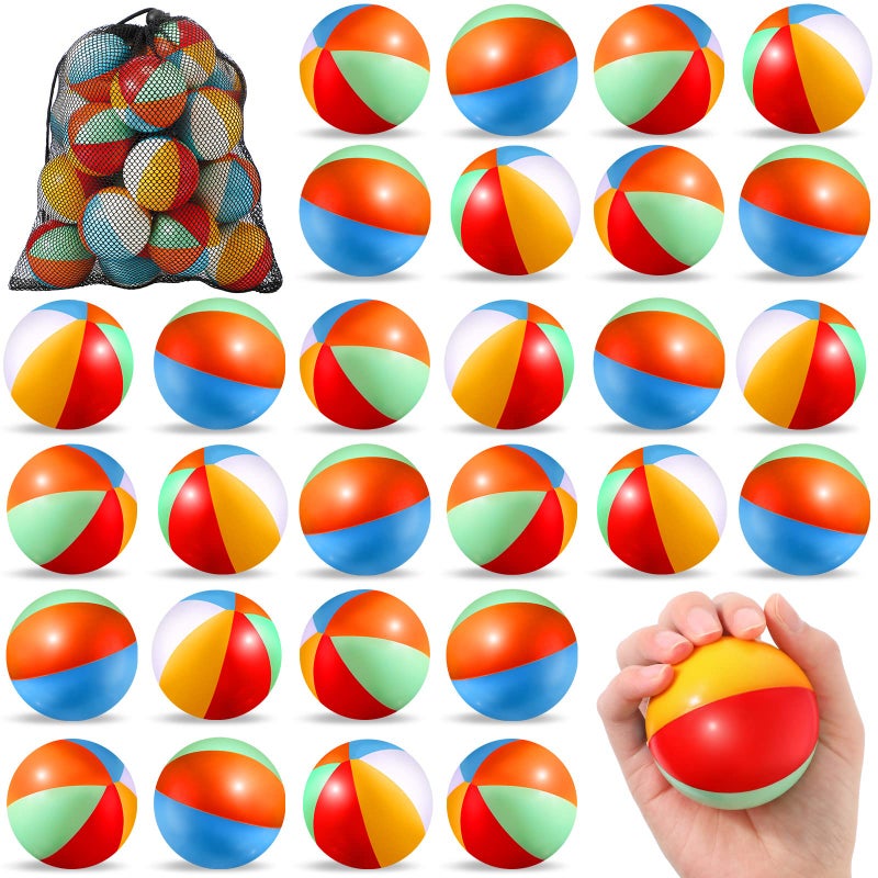 Hungdao 75 Pcs Beach Stress Balls 25 Inch Mini Relief Stress Balls Rainbow Pool Game Toys Foam Sports Toys with Storage Bag for Office Gifts Classroom Rewards Birthday Party Favor - Image 3