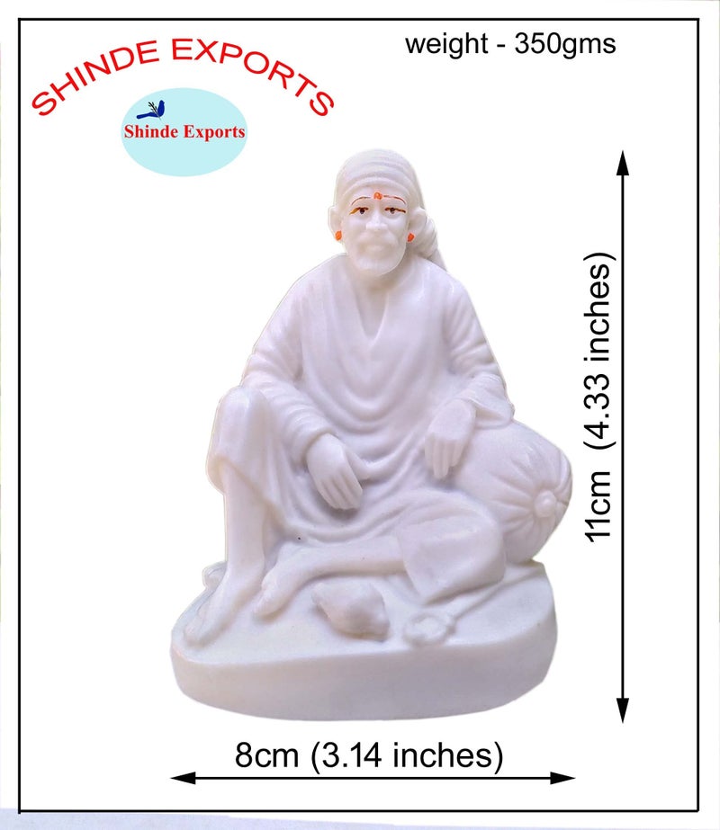 SHINDE EXPORTS shirdi saibaba Idol Marble/saibaba Idol for car Dashboard 11 cm - Image 2