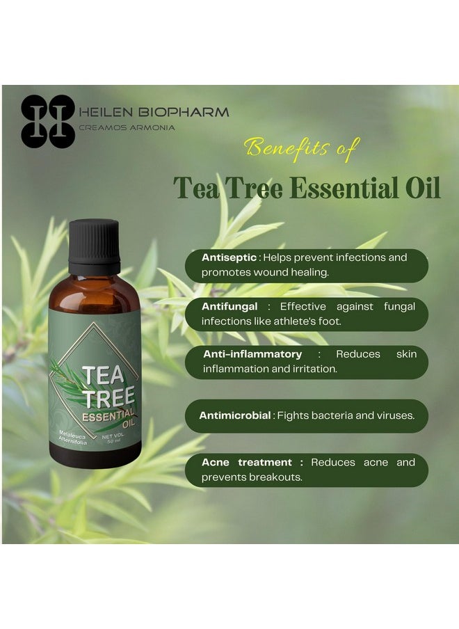 هيلين بيوفارم - زيت شجرة الشاي العطري - زجاجة 50 مل، عبوة واحدة، لبشرة وشعر صحيين (Melaleuca Alternifolia) - Image 1