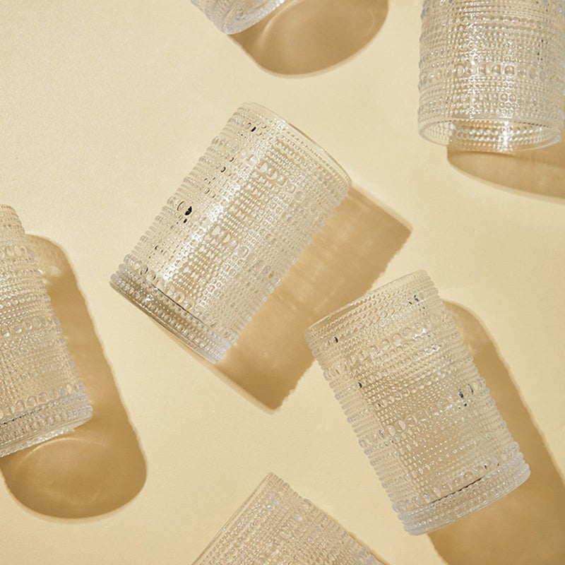 ZOOFOX Set of 6 Vintage Drinking Glasses, 13 oz Clear Hobnail Glasses Tumbler, Embossed Design Glassware for Beverages, Water, Juice, Beer, Cocktail, Whiskey and Milk - Image 3