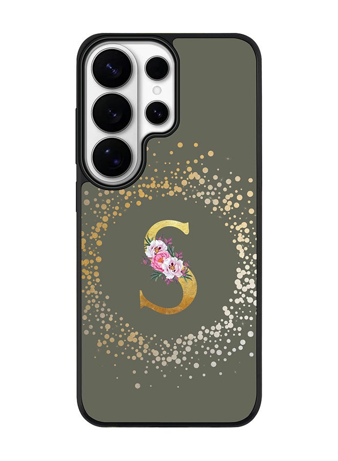 For Samsung Galaxy S26 Ultra Case, [Compatible with MagSafe] Slim Magnetic cover Phone Case - Custom Monogram Floral - S  (Olive Green )