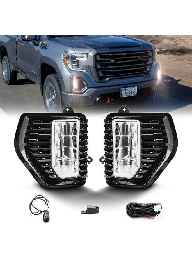 Shocklight LED Fog Lights fit for 2019 2020 2021 2022 GMC Sierra 1500, A Pair of Front Bumper Driving Lamps with Wiring Harness & Power Switch Set L&R Side - Image 1