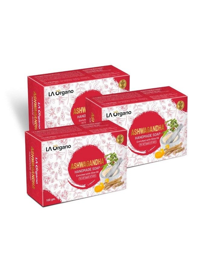 LA Organo Ashwgandha Handmade Natural Bath Soap Orange Flavour Enriched With Olive Oil 100Gm(Pack Of 3)  - Image 2