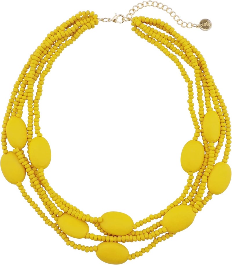 Coiris Multi Color 5 Layers Wood Beads Strand Statement Necklace for Women Chunky Collar (N0019) - Image 1