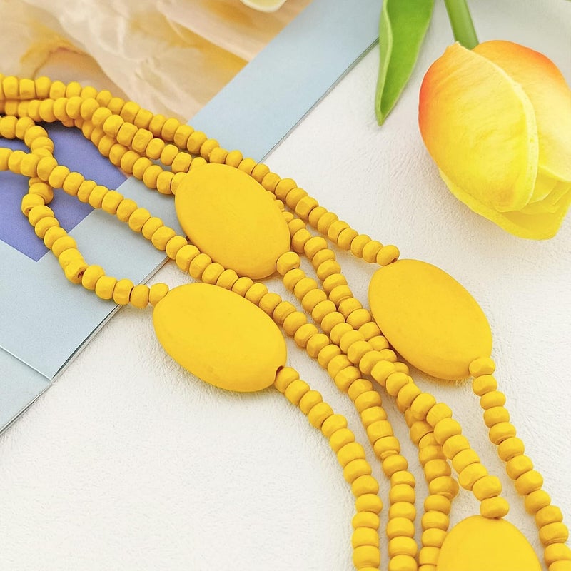 Coiris Multi Color 5 Layers Wood Beads Strand Statement Necklace for Women Chunky Collar (N0019) - Image 4